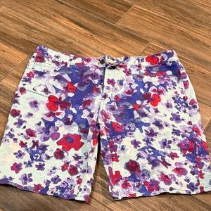 Coldwater Creek Floral Bermuda Shorts - Purple and Red